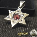 שרשרת מגן דוד כסף גרנט אדום